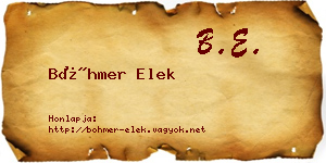 Böhmer Elek névjegykártya