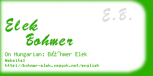 elek bohmer business card